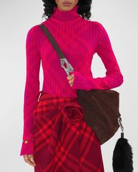 Burberry - Check Knit Turtleneck Sweater - Lyst