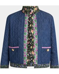 Valentino Garavani - Open-Front Quilted Chambray Jacket - Lyst