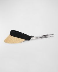 Ferragamo - Embroidered Logo Straw Visor - Lyst