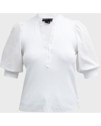 Veronica Beard - Coralee Puff Sleeve Button-Front Top - Lyst