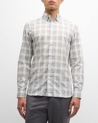 Brioni - Cotton-Linen Plaid Sport Shirt - Lyst