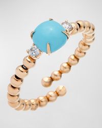 Krisonia - 18k Rose Gold Turquoise Ring With Diamonds, Size 7 - Lyst