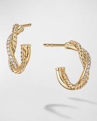 David Yurman - Infinity Huggie Hoop Earrings With Diamonds In 18k Gold, 2.3mm - Lyst