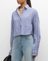 Jonathan Simkhai - Renata Cropped Cotton Stripe Button-Front Shirt - Lyst