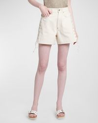 Stella McCartney - High-Rise Laced Denim Shorts - Lyst