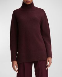 Vince - Mixed Gauge Wool-Cashmere Turtleneck Tunic Sweater - Lyst