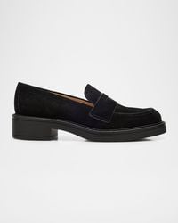 Stuart Weitzman - Celia Lite Suede Penny Loafers - Lyst
