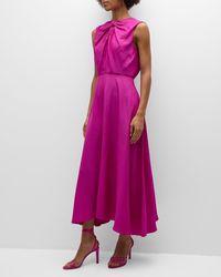 Saloni - Marla Sleeveless Bow Midi A-line Dress - Lyst