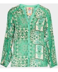 Johnny Was - Ellen Patchwork Silk Button-Up Shirt - Lyst