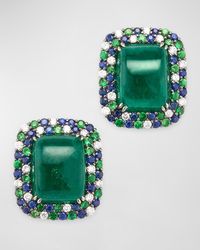 Alexander Laut - 18K And Platinum Emerald, Tsavorite, Sapphire And Diamond Earrings - Lyst