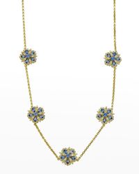 Tanya Farah - Yellow Gold Jasmine Bloom Ceylon Sapphire And White Diamond Necklace - Lyst