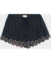 Ulla Johnson - Liya Embroidered Gauze Coverup Shorts - Lyst