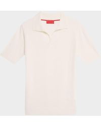 Isaia - Cashmere And Silk Johnny-Collar Polo Sweater - Lyst