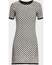 Oscar de la Renta - Honey Comb Sequin Knit Short-Sleeve Mini Dress - Lyst