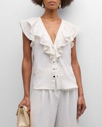 Ramy Brook - Lettie Ruffle Button-Front Blouse - Lyst