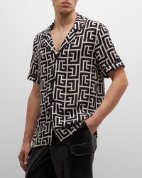 Balmain - Macro Monogram Pajama Shirt - Lyst