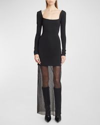 Givenchy - 4G Semi-Sheer Long-Sleeve Dress - Lyst