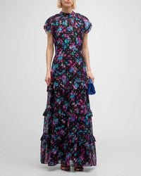 Shoshanna - Loretta Tiered Floral-print Ruffle Gown - Lyst