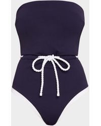 MILLY - Solid Belted One-Piece Swimsuit - Lyst