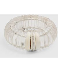 Sanalitro - 18k White Gold Expandable Spicchio Bracelet With Rock Crystals, White Agate And Diamonds - Lyst