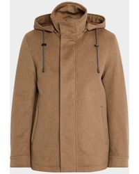 Neiman Marcus - Apos;S Wool Hidden-Zip Car Coat With Hood - Lyst