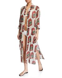 Agua de Coco Printed Button-front Coverup - Multicolour