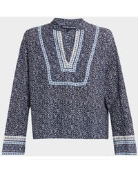 Veronica Beard - Cyra Floral V-Neck Blouse - Lyst