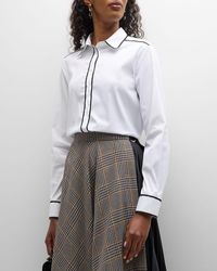 Sara Roka - Calista Contrast-Trim Button-Down Shirt - Lyst