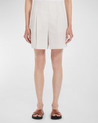 Max Mara - Canale Pleated Striped Cotton Shorts - Lyst