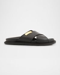 Moschino - Apos;S Calfskin Leather Slide Sandals - Lyst
