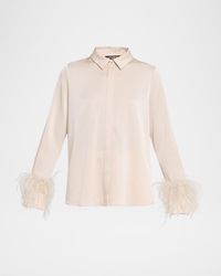 Emanuel Ungaro - Luna Feather-Cuff Satin Blouse - Lyst