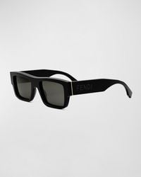 Fendi - Signature Rectangle Logo Sunglasses - Lyst
