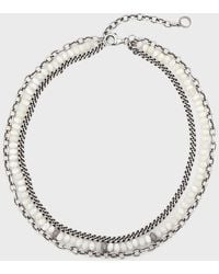 Sheryl Lowe - Multi-knot Pearl Chain Necklace With Pave Diamonds - Lyst