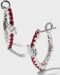 Frederic Sage - White Gold Small Slanted Marquise Center Ruby Hoop Earrings - Lyst