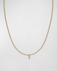 Zoe Lev - 14K Mini Diamond Initial Bead Necklace - Lyst