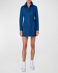 Akris - Front-Zip Denim Tunic Mini Dress - Lyst