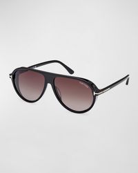Tom Ford - Marcus T-logo Oval Sunglasses - Lyst