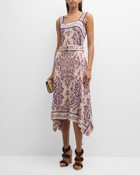Misook - Floral Jacquard-knit Handkerchief Midi Dress - Lyst