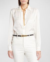 Tom Ford - Striped Silk Button-Front Blouse - Lyst