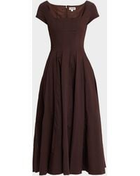 STAUD - Wells Stretch Cotton Fit And Flare Midi Dress - Lyst