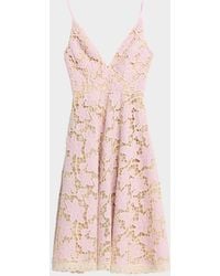 HELSI Mia Plunge Embroidered Midi Dress in Blue | Lyst