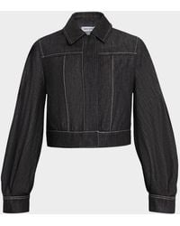 Dice Kayek - Blouson-Sleeve Crop Denim Jacket - Lyst