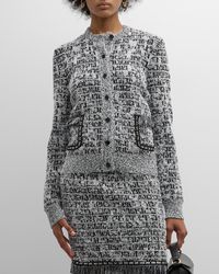 Givenchy - Logo-Print Tweed-Knit Short Jacket - Lyst