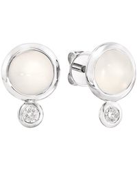 Tamara Comolli - Bouton 18k White Gold Sand Moonstone/diamond Post Earrings - Lyst