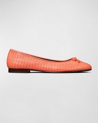 Tory Burch - Quilted Cap-Toe Bow Ballerina Flats - Lyst