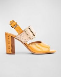 The Office Of Angela Scott - Ms. Nellie Bicolor Patent Slingback Sandals - Lyst