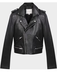 Maje - Basaltm Leather Biker Jacket - Lyst