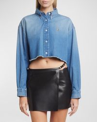Givenchy - Cropped Denim Button-Front Shirt - Lyst