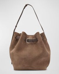 Brunello Cucinelli - Medium Belt Velour Bucket Bag - Lyst