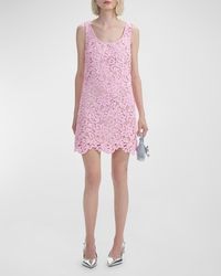 Self-Portrait - Floral Lace Sleeveless Mini Shift Dress - Lyst